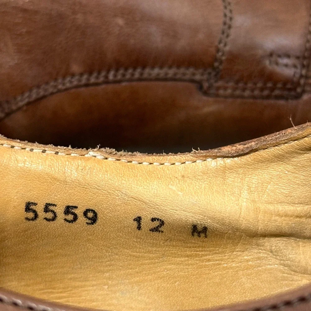 Mercanti Fiorentini Apron Toe Derby Mens 12 Brown Leather Dress Shoes 5559 Italy